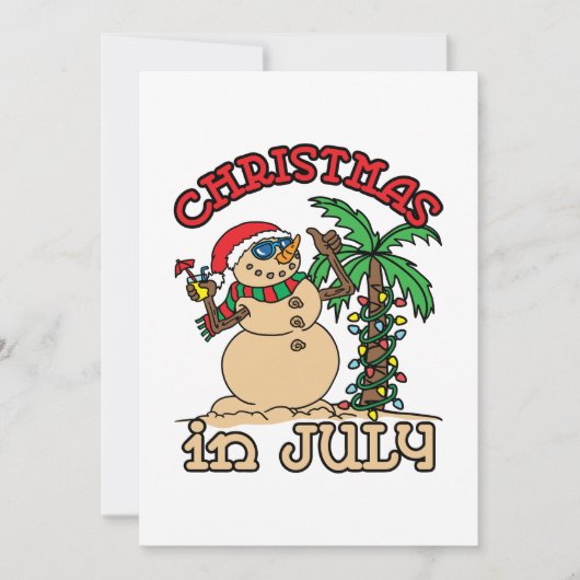 7月のクリスマス雪だるま砂浜 シーズンカード (正面)