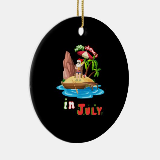 7月のクリスマス7月のクリスマス7月の皮肉なサン セラミックオーナメント (右)