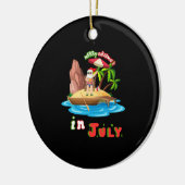 7月のクリスマス7月のクリスマス7月の皮肉なサン セラミックオーナメント (左)