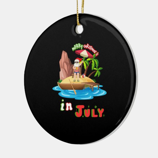 7月のクリスマス7月のクリスマス7月の皮肉なサン セラミックオーナメント (左)