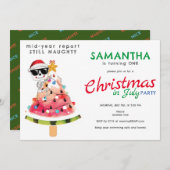 7月のクリスマス　いたずら？それともいい子？幼児の誕生日 招待状 (正面/裏面)