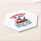 7月のクリスマス お父さんお母さん シアと一緒にチルってる ペーパーコースター (アングル)