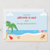 7月のクリスマス・カスタムネーム ログ&テキスト 招待状 (正面)