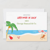 7月のクリスマス・カスタムネーム ログ&テキスト 招待状 (正面)