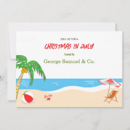 7月のクリスマス・カスタムネーム ログ&テキスト 招待状