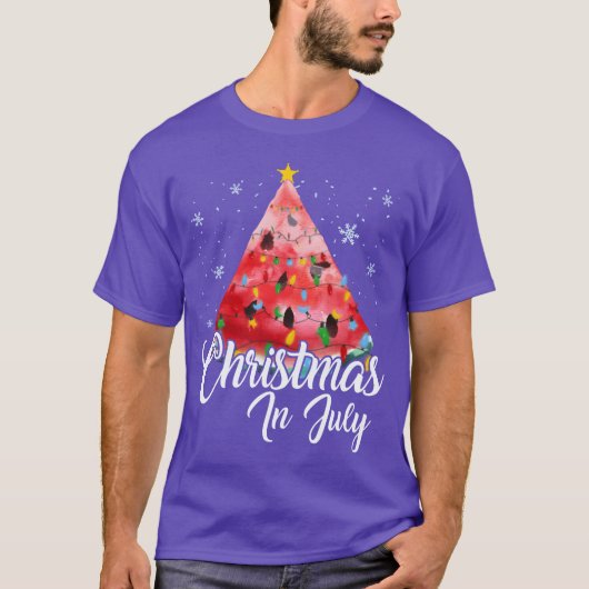 7月のクリスマス サマーデザイン メロン クリスマス ギ Tシャツ (正面)