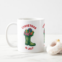 7月のクリスマス、サンタの幸せのブーツ コーヒーマグカップ