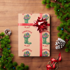 7月のクリスマス、サンタの幸せのブーツ ラッピングペーパー