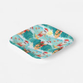 7月のクリスマス サンタクロースとサーフィン ペーパープレート (傾斜あり)