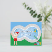 7月のクリスマス サンタクロース サマー プールパーティー ポストカード (スタンド正面)