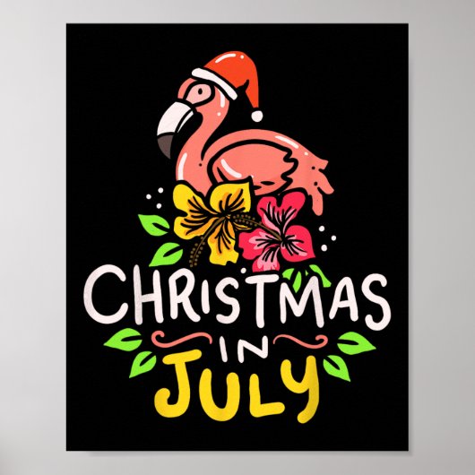 7月のクリスマス サンタクロース サーフィン ポスター (正面)