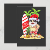 7月のクリスマス サンタサーフ ハワイアン メンズ サマーS 招待状 (正面/裏面)