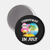 7月のクリスマス，サンタフラミンゴプールの夏 マグネット (正面/裏面)