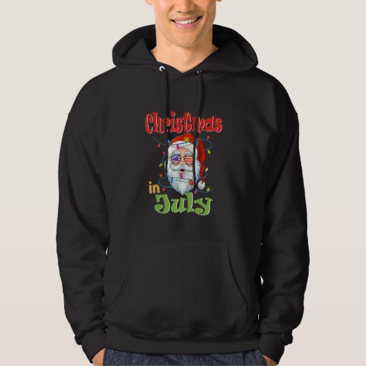 7月のクリスマス サンタ帽子 サングラス アメリカ国旗 スー パーカ (正面)