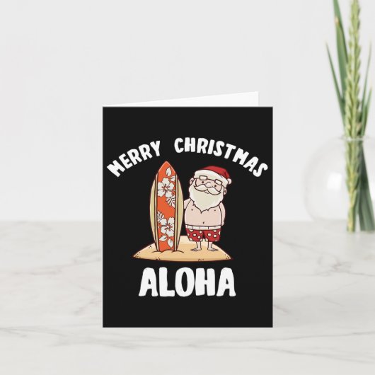 7月のクリスマス サンタ アロハ ハワイ ビーチ サンド カード (正面)