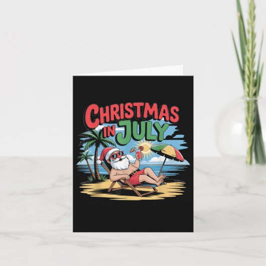 7月のクリスマス サンタ サマー クリスマス イン ジュライ ビーチ カード (正面)