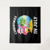 7月のクリスマス サンタ フラミンゴ プール サマー タペストリー (正面)