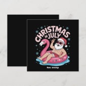 7月のクリスマス サンタ フラミンゴ 面白い サマー クリスマス 招待状 (正面/裏面)