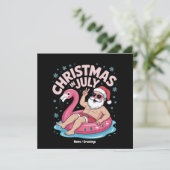 7月のクリスマス サンタ フラミンゴ 面白い サマー クリスマス 招待状 (スタンド正面)