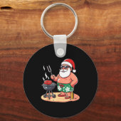 7月のクリスマス ジョーク サンタ BBQグリル キーホルダー (正面)