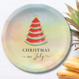 7月のクリスマス・スイカのクリスマスツリー ペーパープレート