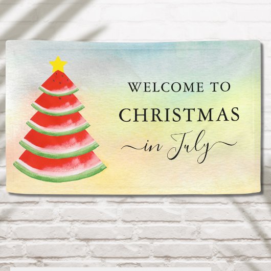 7月のクリスマス スイカのクリスマスツリー 横断幕