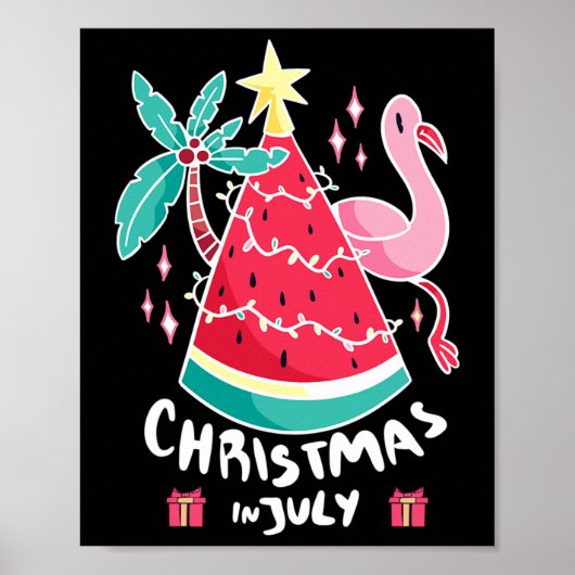 7月のクリスマス スイカ クリスマスツリー サマー ポスター (正面)
