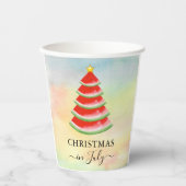 7月のクリスマス スイカ クリスマスツリー 紙コップ (正面)