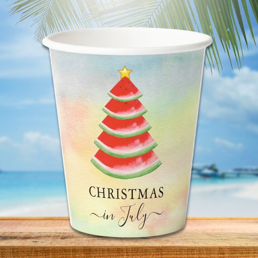 7月のクリスマス スイカ クリスマスツリー 紙コップ