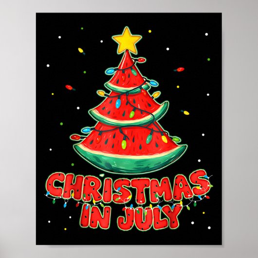 7月のクリスマス スイカ Xmas ツリー ビーチ 夏 ポスター (正面)