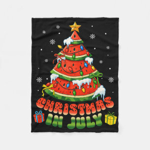 7月のクリスマス スイカ Xmas ツリー 夏 メンズ フリースブランケット