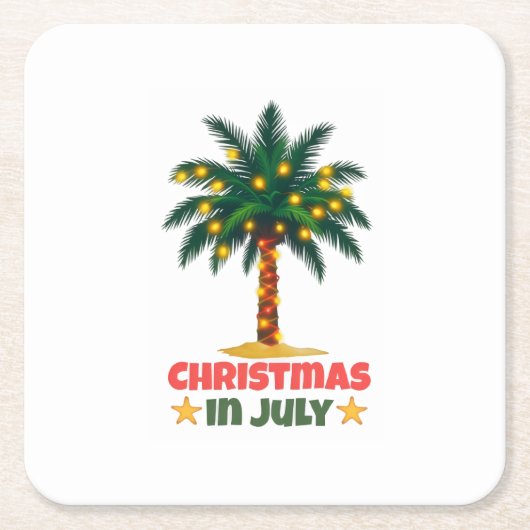 7月のクリスマス スクエアペーパーコースター (正面)