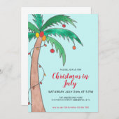 7月のクリスマス・セレブレーション・パームツリー・パーティーの招待状 招待状 (正面/裏面)