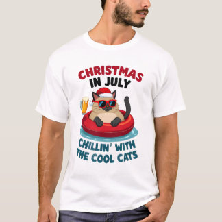 7月のクリスマス パパ ママ シアとくつろぎタイム Tシャツ