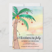 7月のクリスマス パームツリーパーティー招待状 招待状 (正面)