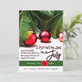 7月のクリスマス パームツリー 赤いオーナメント 熱帯 招待状 (スタンド正面)