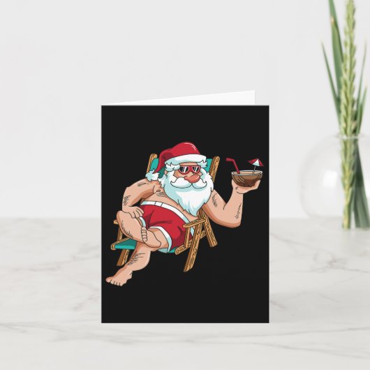 7月のクリスマス ビーチのサンタ 独立記念日 カード (正面)