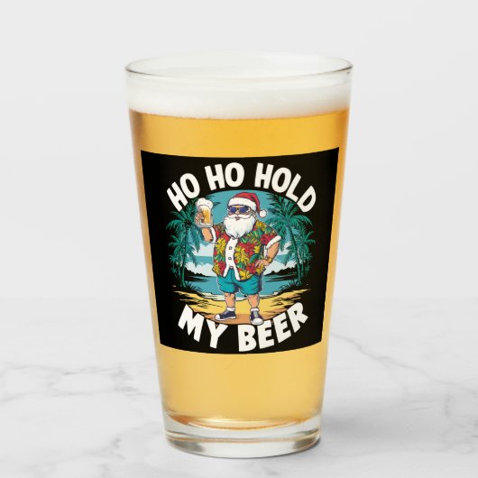 7月のクリスマス  ビールホルダー サンタ 夏 タンブラーグラス (ドリンク正面)