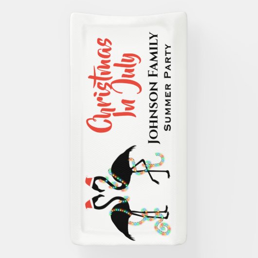 7月のクリスマス，フラミンゴの夏のパーティー 横断幕 (縦)