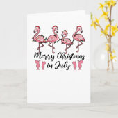 7月のクリスマス フラミンゴ クリスマス サマー カード (黄色い花)
