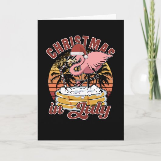7月のクリスマス フラミンゴ  夏のクリスマス カード (正面)