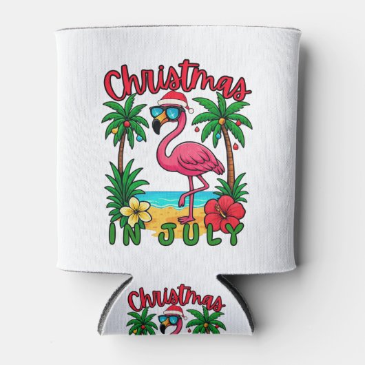 7月のクリスマス フラミンゴ 缶クーラー (正面)