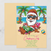 7月のクリスマス ブラウンサンタ パーティー招待状 招待状 (正面/裏面)