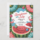 7月のクリスマス プールパーティ フラミンゴ 招待状 (正面)