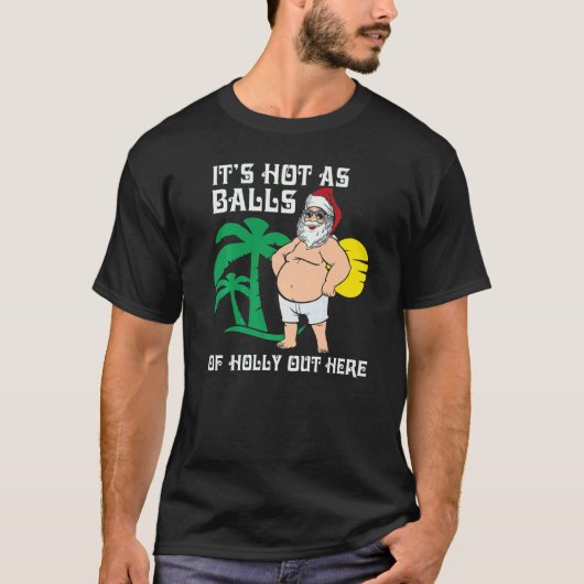 7月のクリスマス ホットサンタ 夏 クリスマス かわいい グラペ Tシャツ (正面)