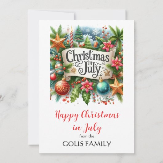 7月のクリスマス ホリデー リース カード (正面)