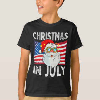 7月のクリスマス リトロ ヒップスター おもしろサンタ メンズ Tシャツ