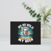 7月のクリスマス+夏のサンタ+ビールを抱えて ポストカード (スタンド正面)