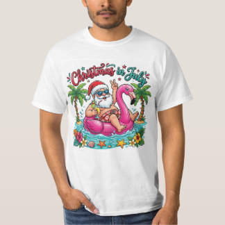 7月のクリスマス 夏 サンタ ビーチ PNG Tシャツ