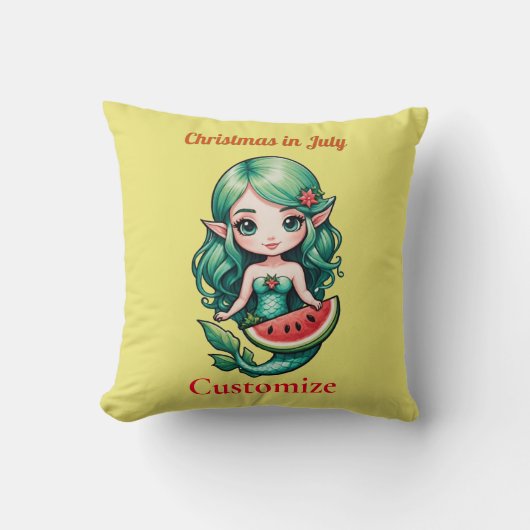7月のクリスマス 妖精 人魚 サンダーコーブ クッション (正面)
